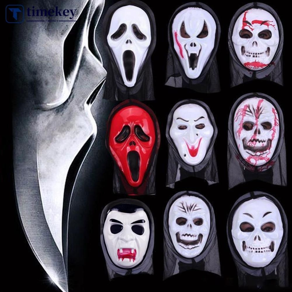 Timekey Mặt nạ đáng sợ Halloween Scream Ghost Face Plastic Witches Mask Kinh dị Full Head Mask Phim Cosplay Trang phục Đạo cụ B9T3