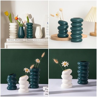 Phong Cách Tối Giản Bình Nhựa INS Chai Hoa Retro Màu Trơn Bình Trang Trí Nhà Để Bàn Trang Trí