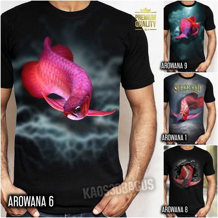 AROWANA SUPER RED T-SHIRTS Arowana Fish PREMIUM Cool Distro Super Red Dragon Fish T-Shirt