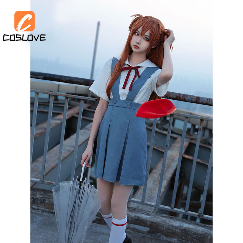 Anime EVA Asuka Langley Soryu Đồng Phục Học Sinh Cosplay Quần Áo Trọn Bộ Trang Phục Đầm Cosplay Váy 