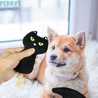 Perry 4 cái / bộ Đồ chơi sang trọng cho thú cưng Halloween, Mũ mềm chống cắn Đồ chơi sang trọng cho mèo bí ngô, Đồ chơi phát thanh cho chó Bí ngô sang trọng / Ma / Dơi / Mũ Hình dạng thú cưng Đồ chơi bí ngô tương tác Halloween