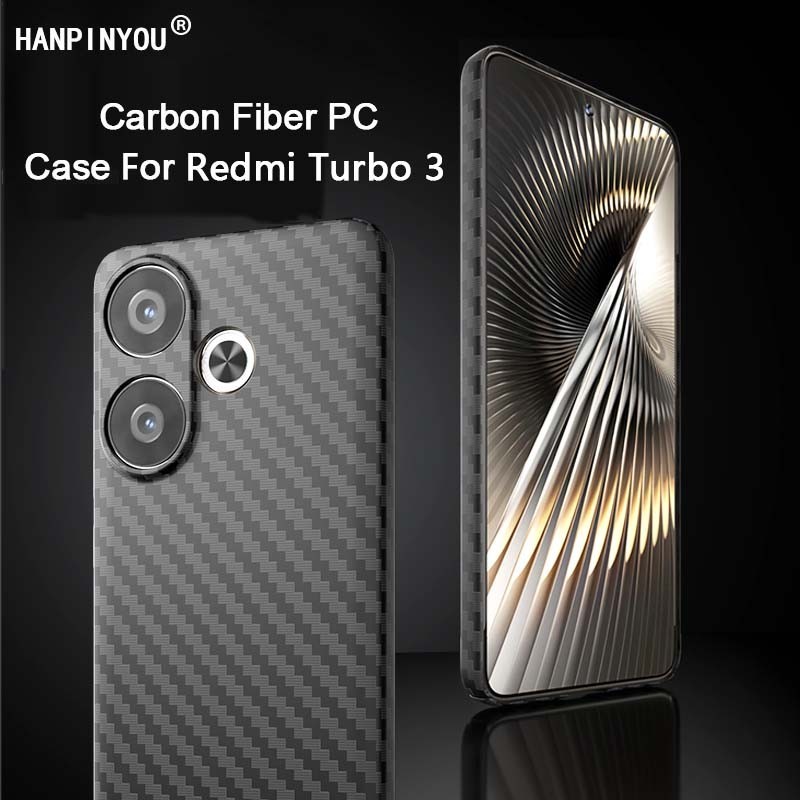 Ốp PC Mờ Sợi Carbon Cho Redmi Turbo 3 Full Cover Mặt Sau Cứng Bảo Vệ Camera Vỏ
