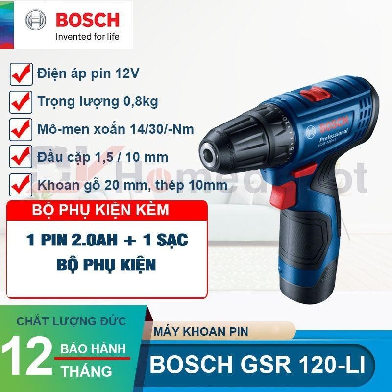 Máy khoan vặn vít dùng pin GSR 120-LI Hãng BOSCH