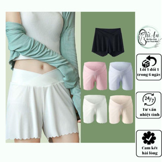 Quần bầu Ki An Ms 02 cạp chéo mặc trong váy bà bầu có chun chỉnh Quần Bầu Mặc Trong Váy Chất Cotton tăm Co Giãn 4 Chiều
