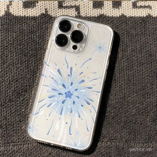 Ốp điện thoại iPhone pháo hoa màu xanh tình yêu sáng tạo Tương thích iPhone 11 12 13 14 15 pro max 14promax xr 7plus 13pro 13promax 11promax xsmax Ốp lưng trong suốt chống sốc