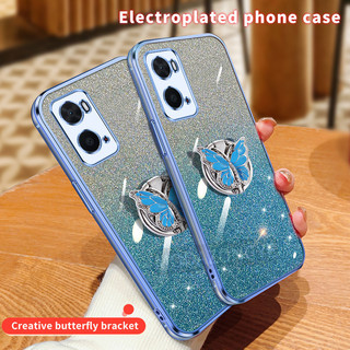 Dành Cho OPPO A76 A96 4G Ốp Lưng Silicon Mềm TPU Mạ Điện Sang Trọng CPH2333 CPH2375 Vỏ Điện Thoại Ốp Lưng Bảo Vệ Tế Bào Có Chân Đế Bướm Từ Tính
