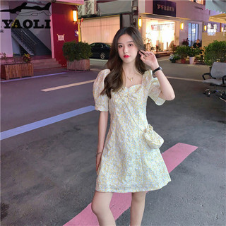 Đầm Nữ Mới Tay Phồng Hoa Pháp Váy Ngắn Ngọt Ngào