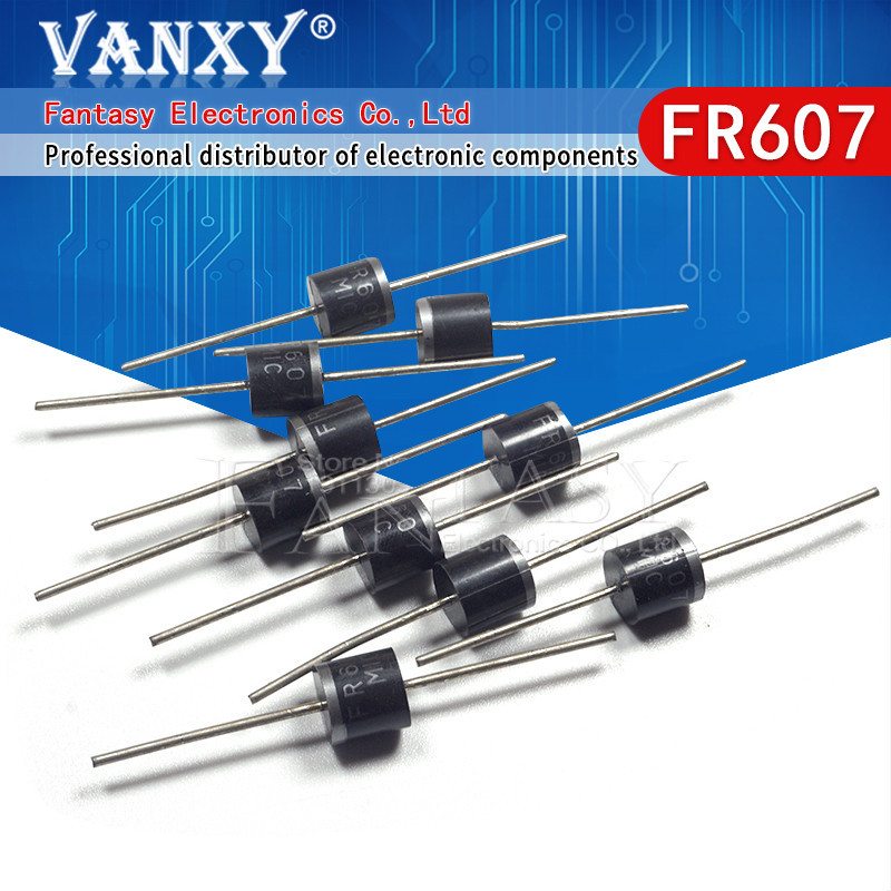 20 Chiếc FR607 6A 1000V R-6 FR605 FR604 FR603 FR602 FR601 FR608 Điốt Phục Hồi Nhanh Linh Kiện Điện T