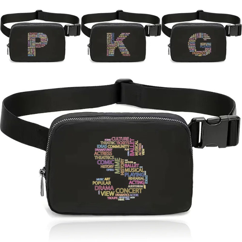 Minimalist Men's and Women's Waist Bag Sports Bags Adjustable Shoulder Strap  Material Text Series O