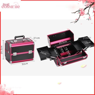 Cốp thùng nhôm đựng đồ Nail - Trang điểm - Nối Mi 4 ngăn khung nhôm 2 khuy. Cốp nhômhuy makeup MS 8823 [ SUGI COSMETIC ]