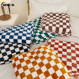 Meng NI Checkerboard flannel chăn sữa chăn lông cừu san hô chăn ngủ trưa
