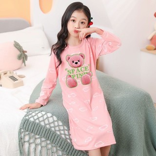 Bộ Đồ Ngủ Bé Gái Xuân Thu Cotton Dài Tay Công Chúa Mỏng Phong Cách Trẻ Em Một Mảnh Váy Ngủ Bé Gái Dài Cho Bé Nhà Quần Áo