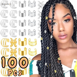 40 / 100 chiếc rỗng bím tóc nhẫn vàng bạc kim loại dreadlock tóc còng chân nữ bé gái tóc trang trí phụ kiện
