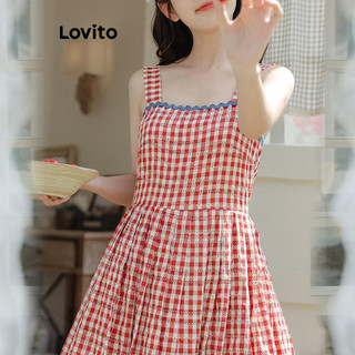Đầm Lovito họa tiết caro phong cách thường ngày cho nữ LNA53178
