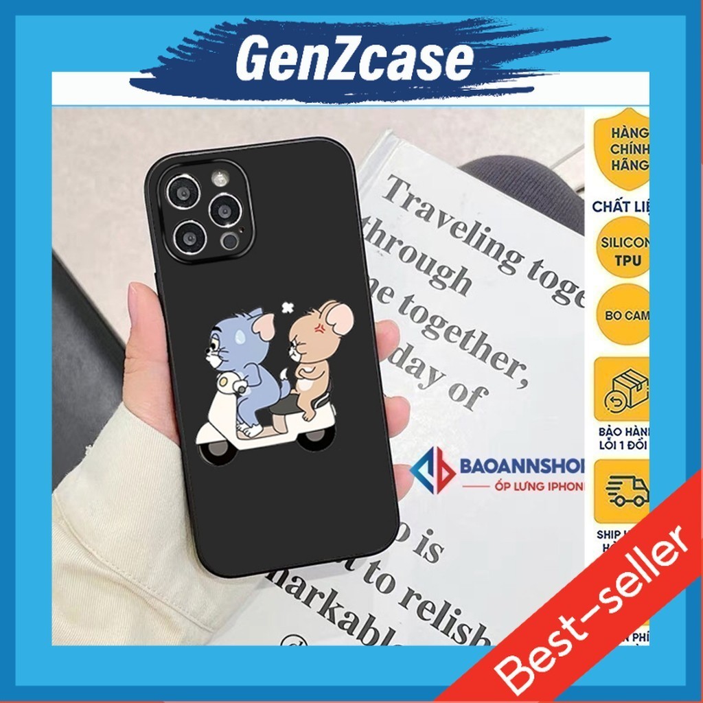 Ốp lưng iphone Tom and Jerry quạo hài hước T40 nhựa TPU dẻo chống sốc cạnh vuông 7plus/8plus/x/xsmax