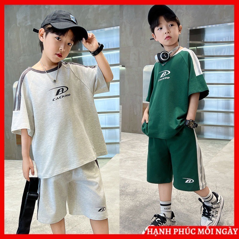 Đồ bộ thời trang mùa hè, set đồ hè cho bé trai, trẻ em nam size nhỡ đại 18-50kg . Bộ quần đùi áo cộc thể thao mẫu CacKho