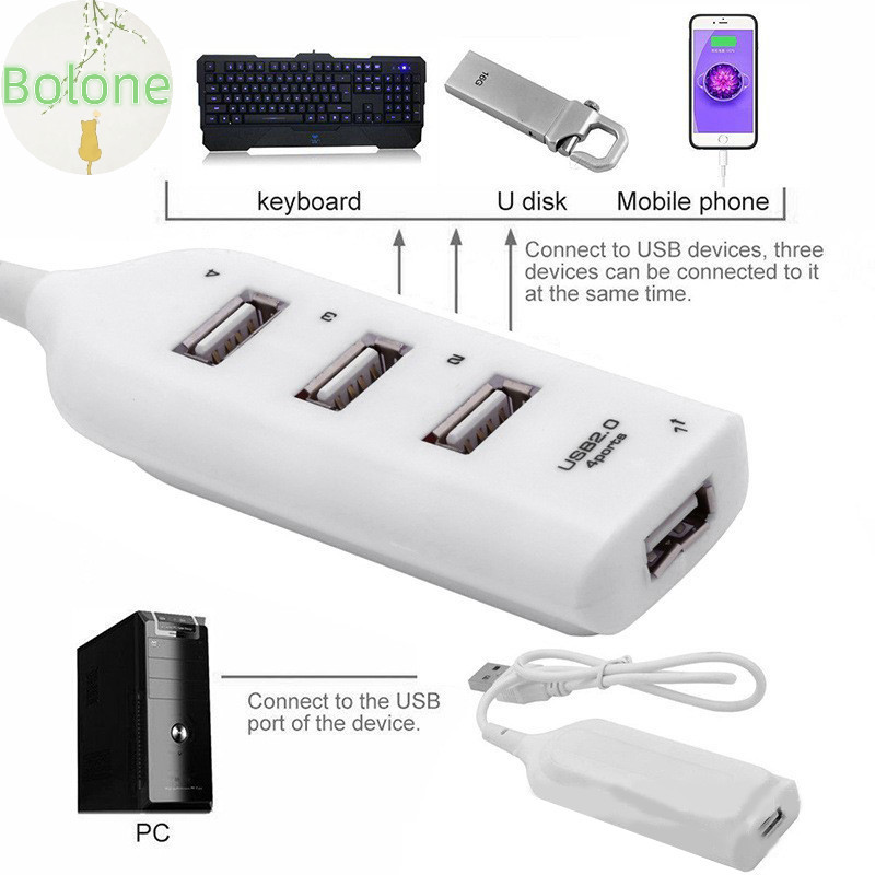 Bolone 4 Cổng Tốc Độ Cao Usb Hub Có Cáp Mini Usb Splitter Hub Usb 2.0 Hub Di Động Adapter Đa Năng Cho Laptop Notebook VN