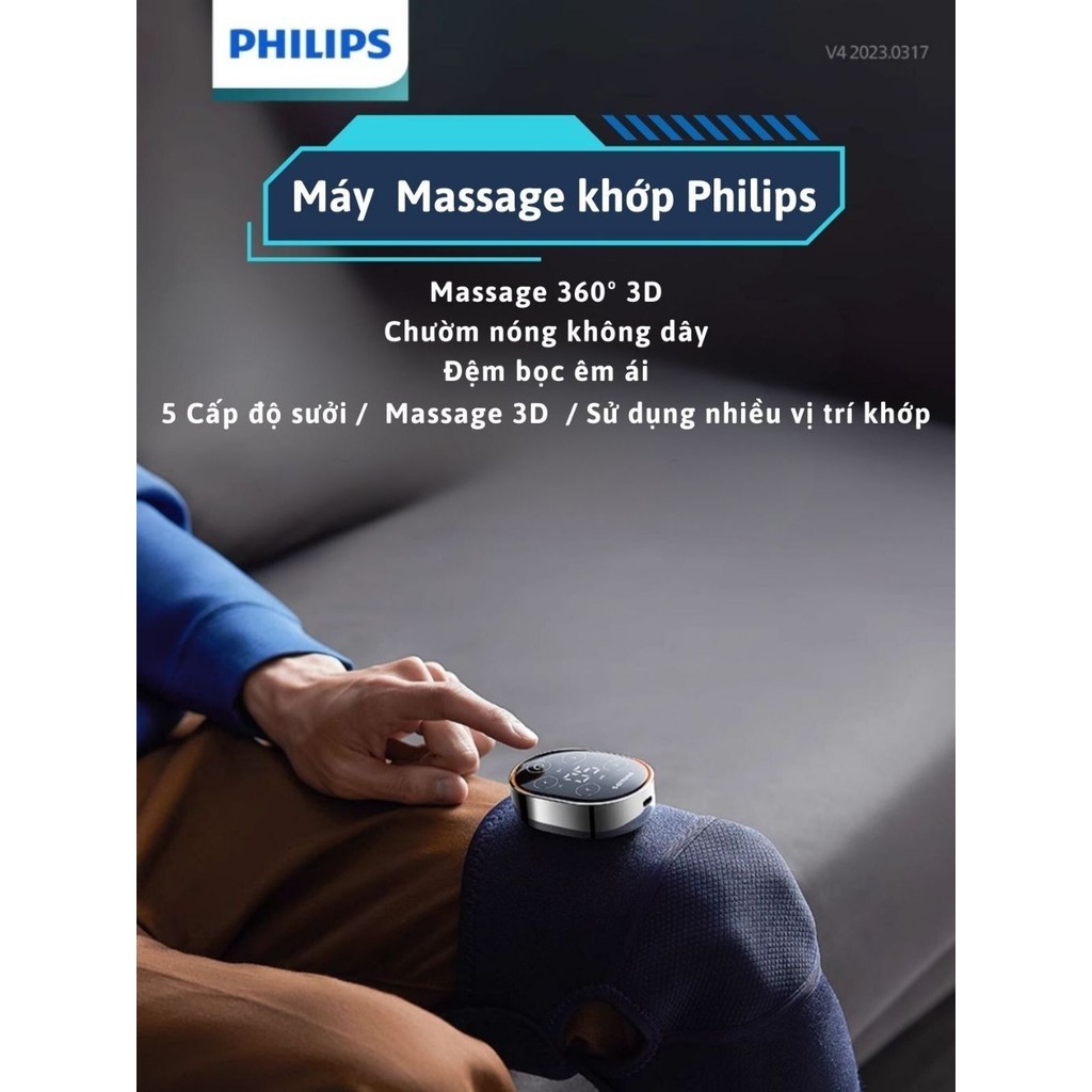 Máy massage giảm đau khớp chính hãng Philips , massage 3D mô phỏng tay người, chườm nóng 5 cấp độ tr