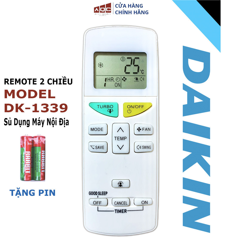 REMOTE Điều Khiển Điều Hòa DAIKIN Bản Tiếng Anh dùng được dòng bãi Nhật DK-1339