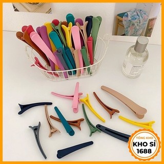 Kẹp mỏ vịt bằng nhựa nhám nhiều màu, cặp mỏ vịt cho nữ, cặp tóc nhựa tiện dụng xinh xắn E1984