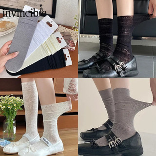 Tất lưới mỏng rỗng dành cho nữ - Tất ống giữa màu trắng ngọt ngào Lolita - Tất bê ren mỏng thoáng khí mùa hè