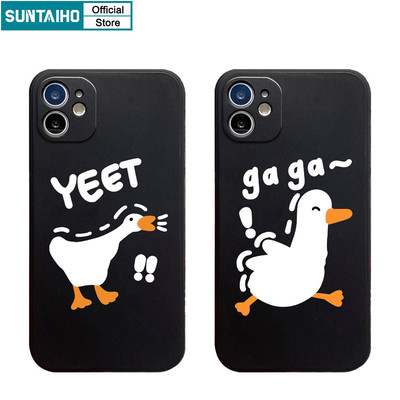 Suntaiho Ngộ nghĩnh Vỏ Độc Đáo Họa Tiết Vịt Trắng Ốp lưng Iphone 16 15 14 13 12 11 Pro Max IP 7 8 Plus Iphon X Xs XR Xs Max Silicon Mềm Cao Cấp Chống Sốc Ốp Lưng