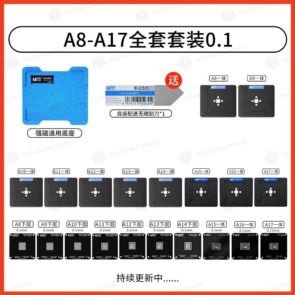 Bộ làm chân CPU điện thoại A8-A19 MAANT A8-A19. Vỉ dầy 0.1mm
