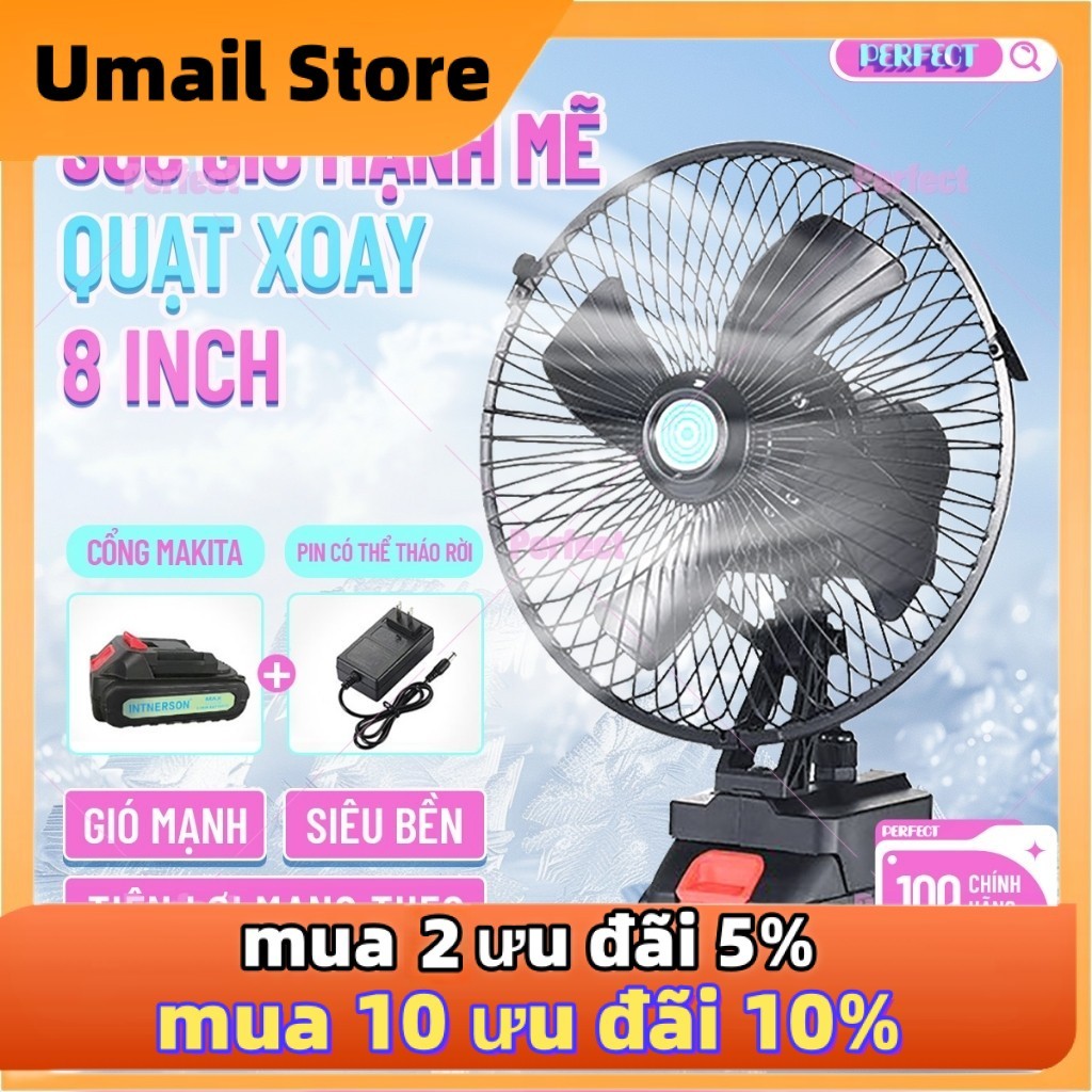 🔥Hỏa Tốc，10Cell,Kéo dài đến 8H，Quạt sạc,Quạt pin makita,Quạt Cầm Tay,Xoay được Quạt tích điện,