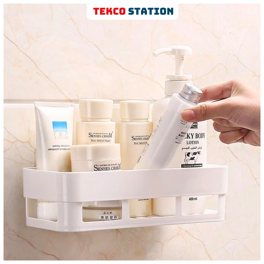 Kệ Nhựa Dán Tường Treo Nhà Tắm, Nhà Bếp Siêu Chắc - Giá Treo Tường Để Đồ Dùng