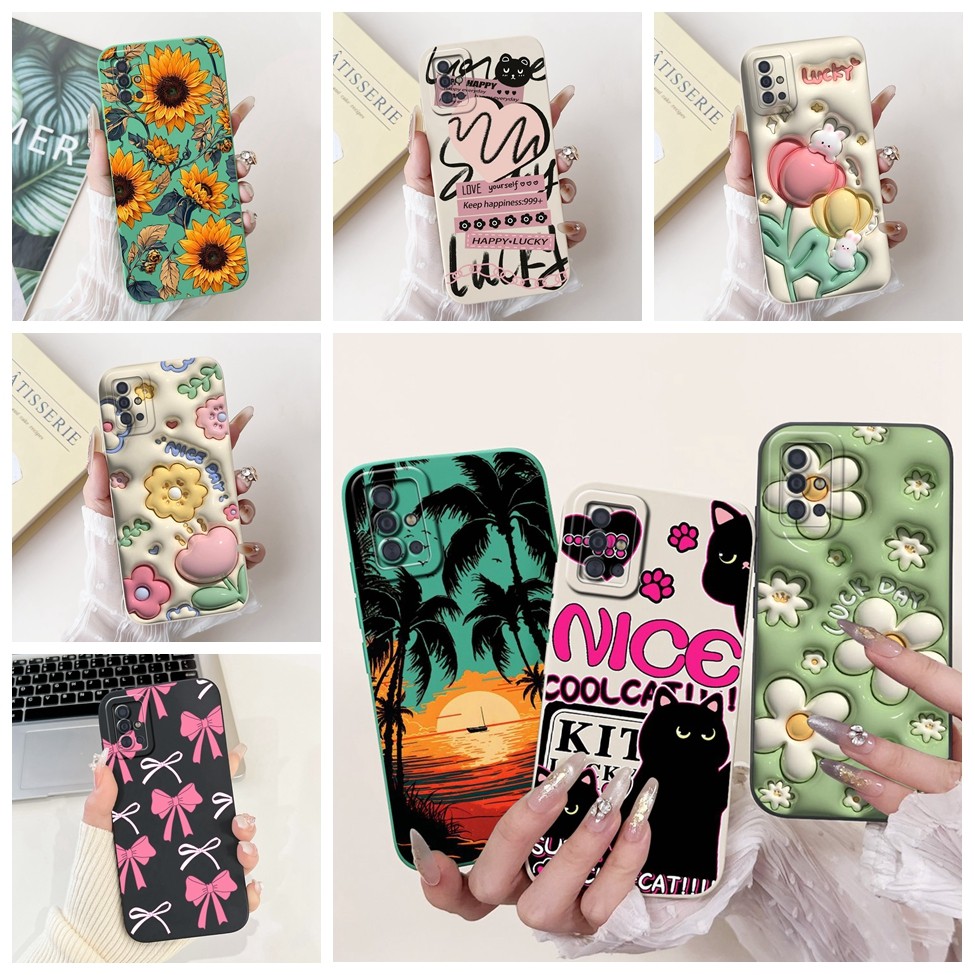 Dành Cho Samsung A51 Ốp Lưng A515F Mèo Dễ Thương Thời Trang Ngộ nghĩnh Silicon Chống Sốc Ốp lưng Sam