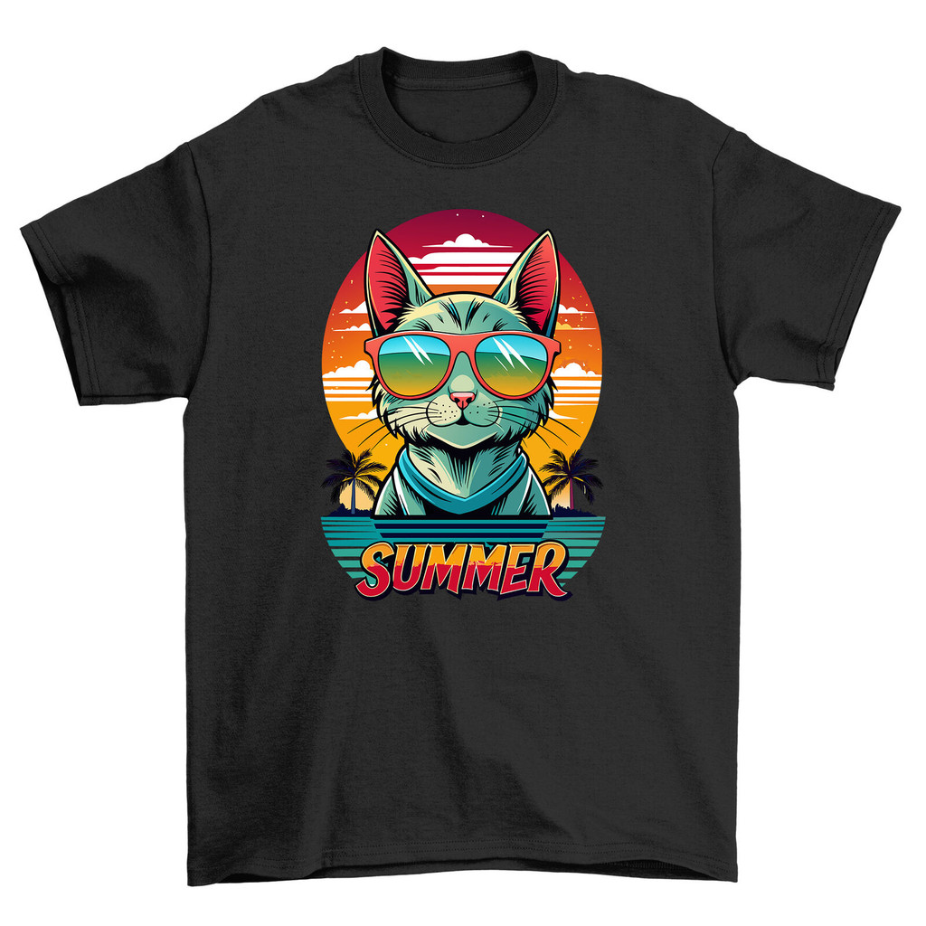 Summer 95 Cat Vibes - Mèo Hilarious In Shades Design Áo thun vui nhộn Unisex Printe