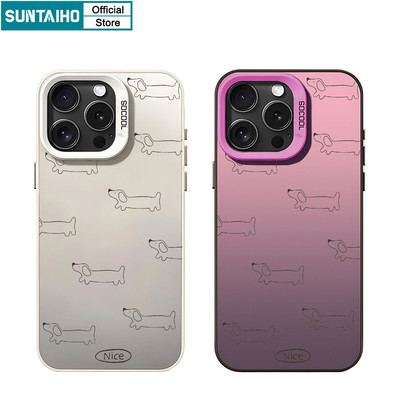 Suntaiho Đơn Giản Ngộ nghĩnh Dachshund Họa Tiết Trong Suốt Mờ Ốp điện thoại Cho Iphone 16 15 14 13 12 11 Pro Max IMD TPU Silicon Cao Cấp Chống Sốc Ốp điện thoại