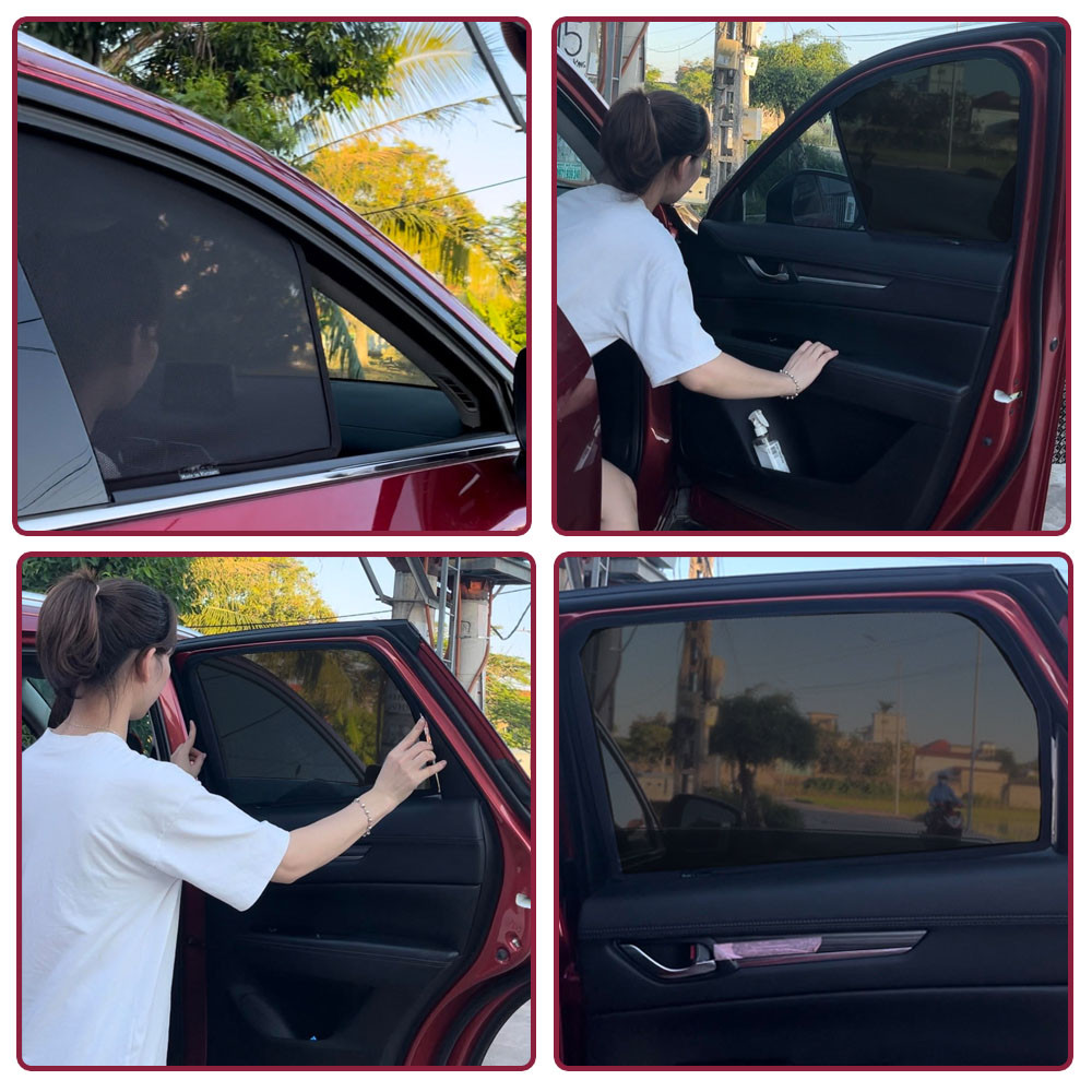 Rèm Che Nắng Ô Tô Hút Nam Châm Bộ 4 Cánh Cao Cấp Vicar