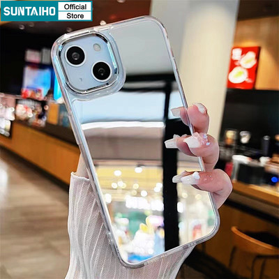 Suntaiho ốp lưng iphone Có Gương đẹp Trang Điểm Ốp Điện Thoại Silicon Mềm Trong Suốt Softcase Cao Cấp Chống Sốc Thời trang Cho Case iPhone 16 15 14 13 12 11 Pro Max