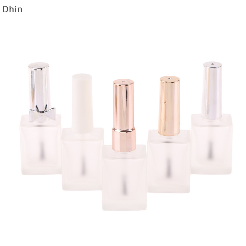 [Dhin] 15ml Chai sơn móng tay tròn mờ rỗng có bàn chải di động Hộp đựng móng tay nghệ thuật thủy tinh Chai dầu móng tay COD chịu ánh sáng