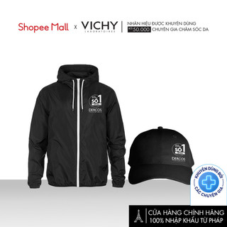 [HB GIFT – Quà tặng không bán] Set áo khoác và nón lưỡi trai Vichy Dercos cao cấp màu đen