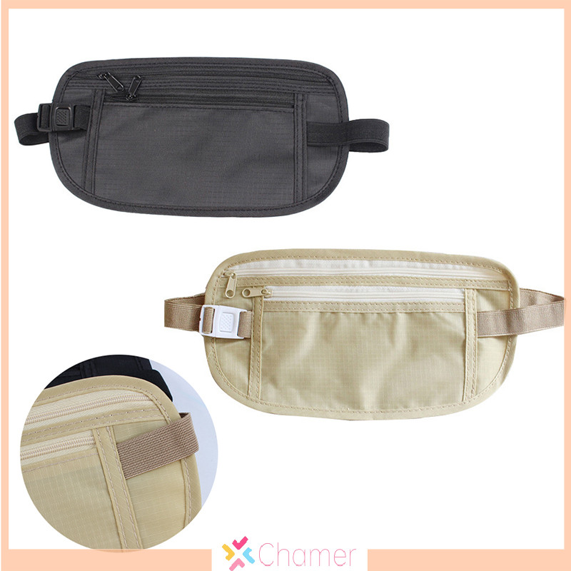 [Chamer] 1 Túi thắt lưng du lịch vô hình Túi thắt lưng cho hộ chiếu Túi thắt lưng tiền Túi an ninh ẩn Túi thông thường dành cho nam nữ MỚI