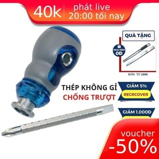 Tua vít ngắn nam châm 2 đầu - Dài 85mm - Thép không gỉ, chống trượt