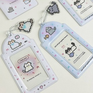 Ins Pixel Kitten 3 Inch PVC Đựng Thẻ Nhỏ Hiển Thị Thẻ Ăn Trưa Thần Tượng Người Tổ Chức Sách Dễ Thương Mèo ID Chủ