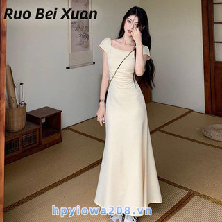 Ruo Bei Xuân Nữ giản dị giản dị phong cách Hàn Quốc nhẹ nhàng ôm hông váy dài kiểu Pháp cao cấp