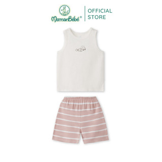 (MamanBébé chính hãng) Bộ sát nách La Pomme tinh nghịch - 18M Kẻ Kem/ Kẻ Hồng to