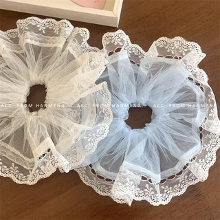 Phong Cách Hàn Quốc Nhẹ Nhàng Thoáng Mát Cảm Giác Ren Trắng Scrunchy Dây Buộc Tóc Ngọt Ngào Mũ Đội Đầu