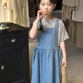 Váy Dài Dây Đeo Váy Denim Dây Đeo Váy Phiên Bản Hàn Quốc Retro Phong Cách Mới Mùa Hè Bé Gái Bé Gái Hợp Thời Trang