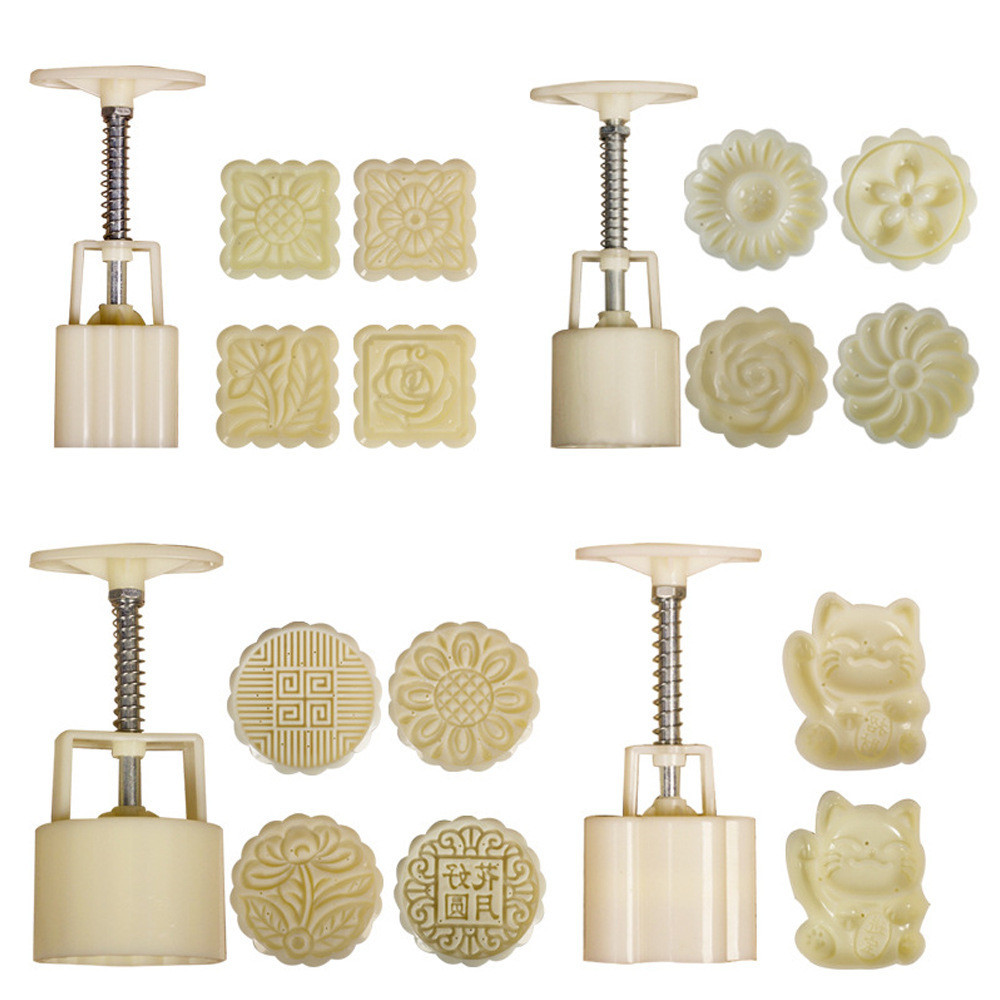 4 50 / 75 / 100 / 125g Hoa Bánh Trung Thu Dập Nổi Tem Với 1 Khuôn Tem Trung Thu Trung Quốc Lễ Hội Dụ