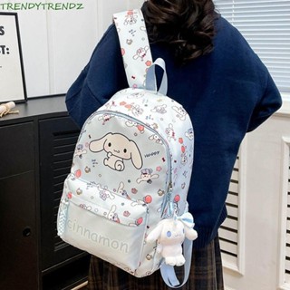 Ba lô TRENDYTRENDZ Cinnamoroll, có mặt dây chuyền Túi đi học trẻ em hoạt hình dung tích lớn, Túi lưu trữ di động Túi đeo vai nhẹ phong cách Hàn Quốc Du lịch