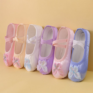 Giày khiêu vũ cho bé gái, có đế mềm cho các công chúa Trung Quốc luyện tập võ thuật mà không cần buộc dây Giày ba lê Satin