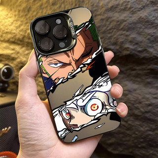 Ốp Điện Thoại Siêu Anime Vua Cướp Biển Tương Thích Cho IPhone 11 14 15 12 13 Pro MAX XR X XS MAX 15Plus 7 / 8 Plus Se2020 Lỗ Lớn Sang Trọng Chống Sốc Khung Mạ Điện Bìa Cứng