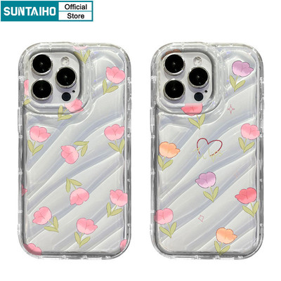 Suntaiho Vỏ Thời Trang Vui Nhộn Họa Tiết Hoa Tulip Đẹp Ốp lưng Iphone 15 14 12 13 11 Pro Max IP 7 8 Plus Iphon X Xs XR Xs Max TPU Silicone Mềm Cao Cấp Chống Sốc Ốp Lưng