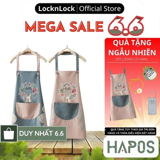 (Quà không bán) Tạp dề nấu nướng dọn dẹp nhà bếp họa tiết dễ thương chống thấm nước có túi để điện thoại - HAPOS MALL