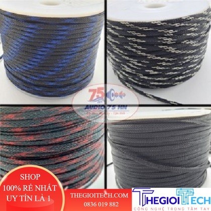 Dây xác rắn vải bọc ngoài dây âm thanh- Phi 6mm, 8mm, 12mm, 15mm, 16mm- bán theo mét - 8mm đen đỏ